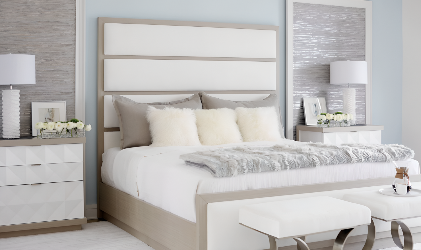 Bernhardt Axiom Fabric Upholstered Wood-framed Panel Bed - Image 3