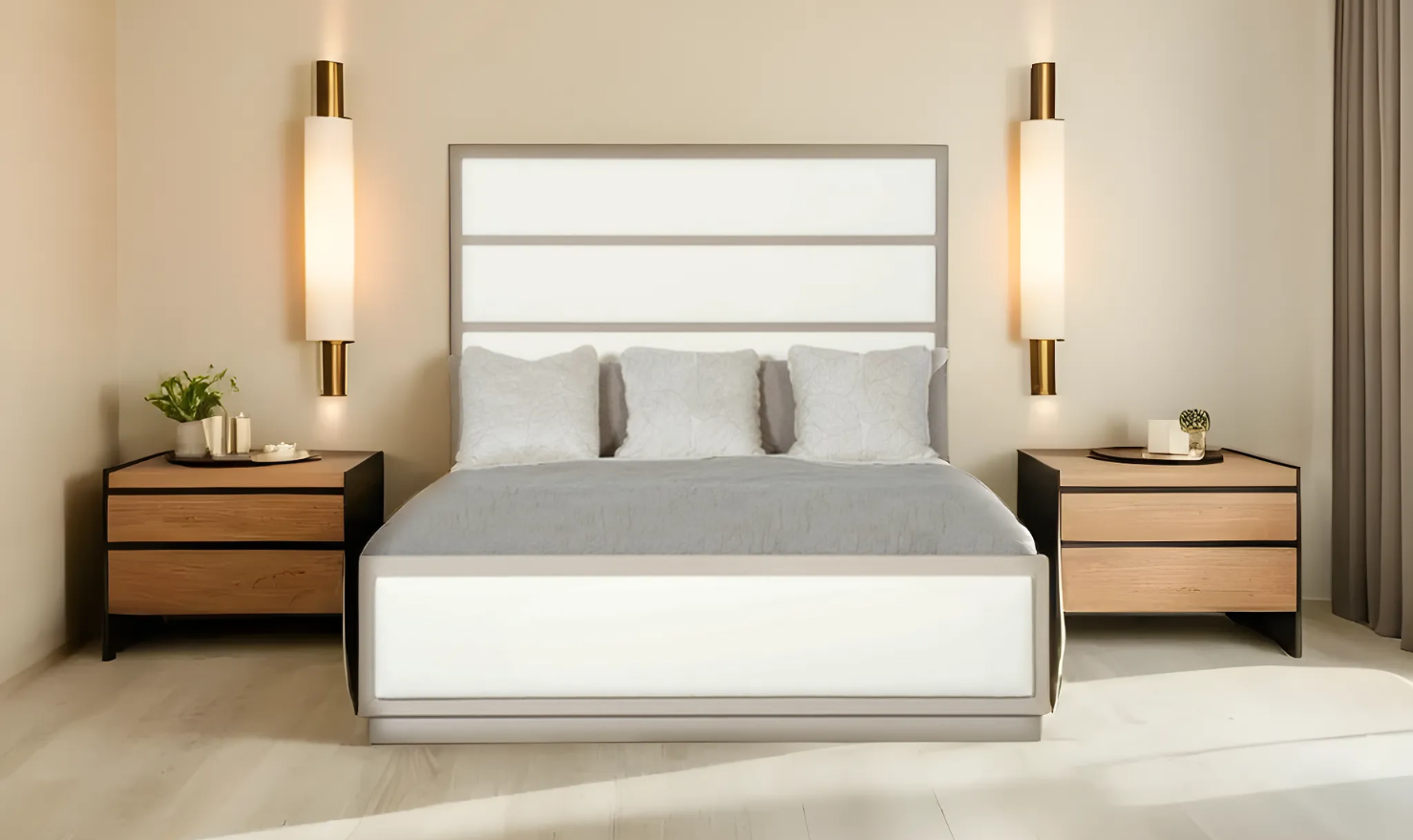 Bernhardt Axiom Fabric Upholstered Wood-framed Panel Bed - Image 4