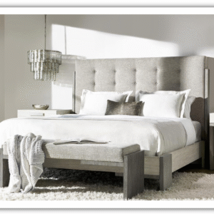Bernhardt Foundations Taupe Fabric Upholstered Wooden Bed