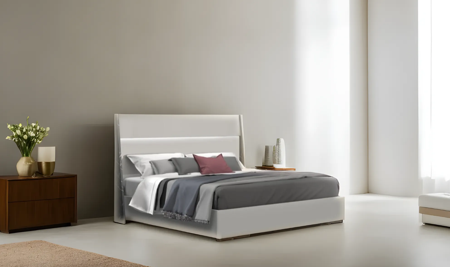 Jennifer Italia Mah Jong Panel Bed with LED Headboard (King/ Queen Size) - Image 2