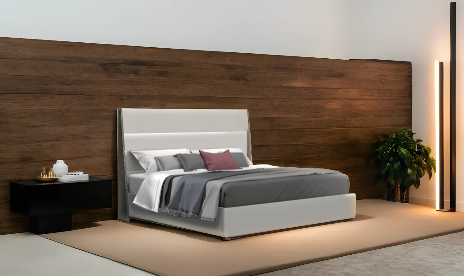 Jennifer Italia Mah Jong Panel Bed with LED Headboard (King/ Queen Size) - Image 3