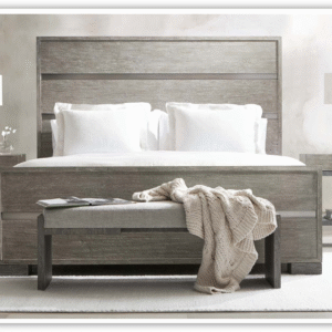 Bernhardt Foundations Brown Panel Wood Bed in Dark Shale Finish