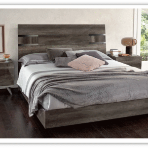 ESF Italia Medea Platform Bed in Cream High Gloss Lacquer Finish (King/Queen Size)