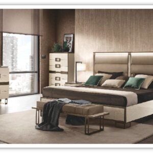 ESF Italia Poesia Rectangle Wooden Bed with Upholstered Headboard (King / Queen)