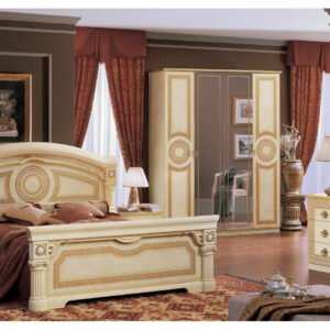 Aida Bed Ivory W/Gold Trim
