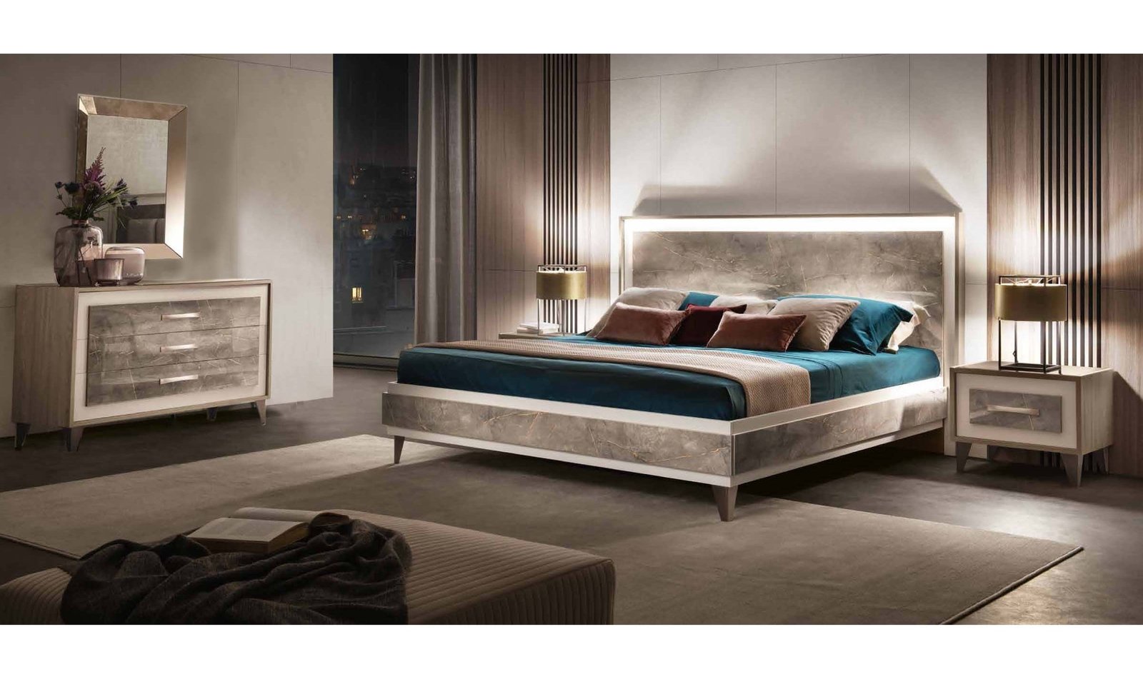 ArredoAmbra Milano Bed with Upholstery Headboard