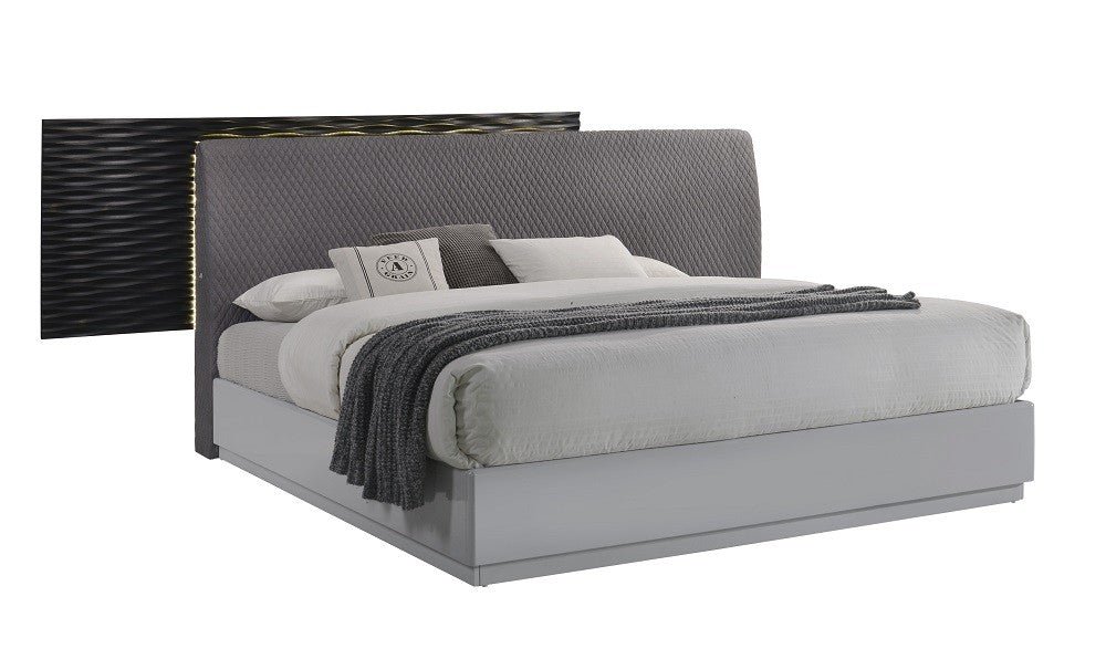 Jennifer Italia Globo Bed in Gray & Black Gloss Finish (King/Queen Size) - Image 3